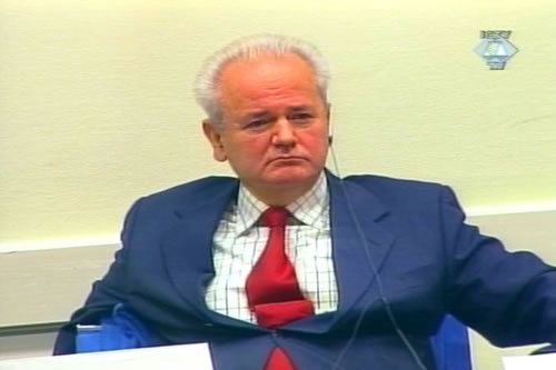 Slobodan Miloševic in the courtroom