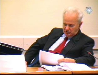 Slobodan Miloševic during the cross examination