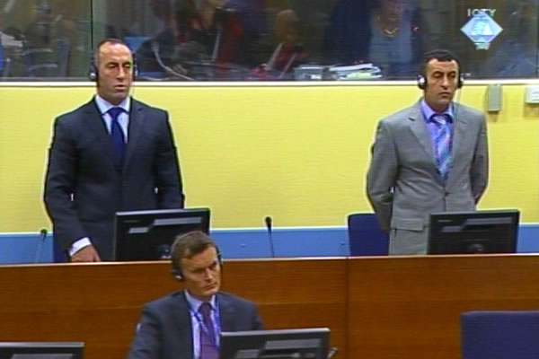 Ramush Haradinaj and Lahi Brahimaj in the courtroom