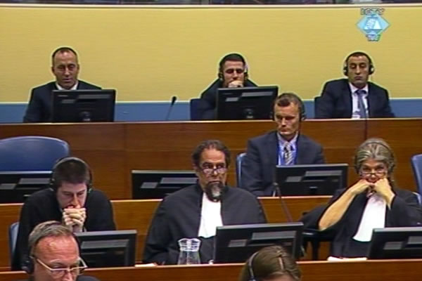 Ramush Haradinaj, Idriz Balaj and Lahi Brahimaj in the courtroom