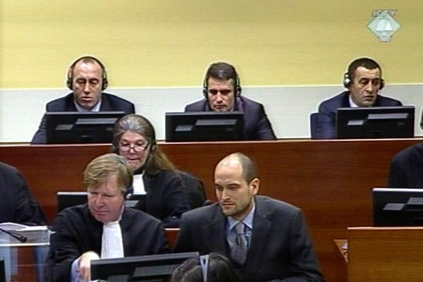 Ramush Haradinaj, Idriz Balaj and Lahi Brahimaj in the courtroom