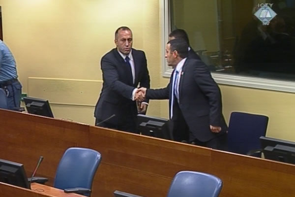 Ramuh Haradinaj, Idriz Balaj and Lahi Brahimaj in the courtroom