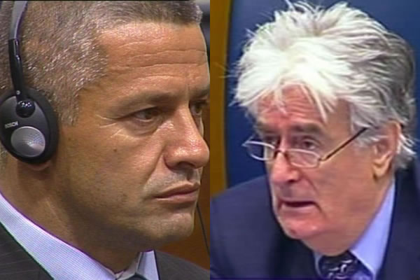 Naser Oric i Radovan Karadzic in the courtroom