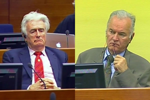 Radovan Karadzic and Ratko Mladic in the courtroom