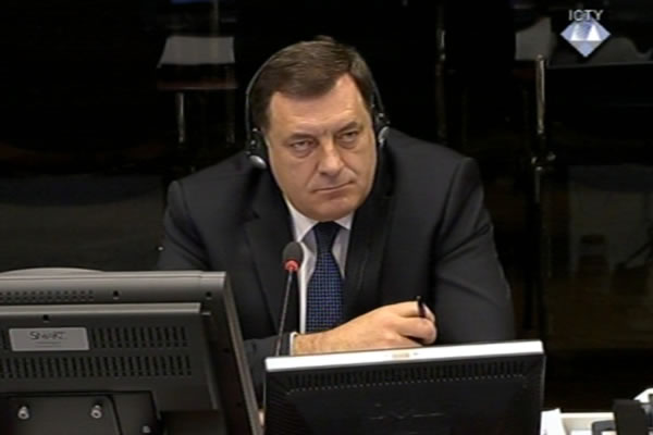 Milorad Dodik, defence witness of Radovan Karadzic