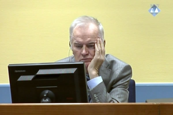 Ratko Mladic in the courtroom