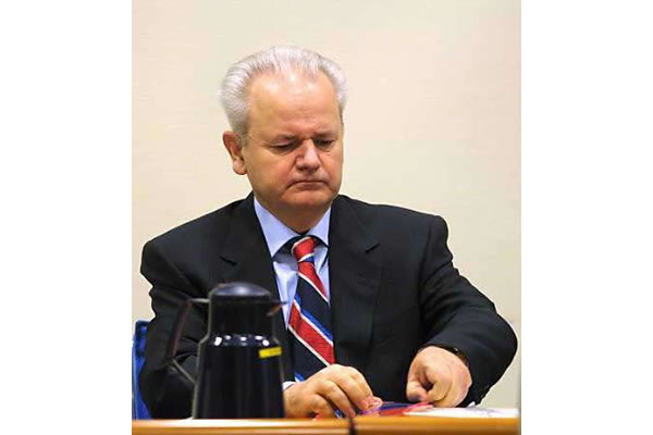 Slobodan Milosevic in the courtroom