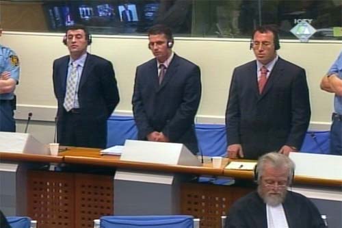 Brahimaj, Balaj and Haradinaj (from left to right) in the courtroom