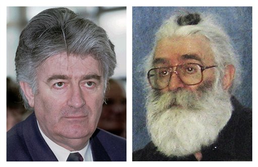 Radovan Karadzic in 1996 and in 2008