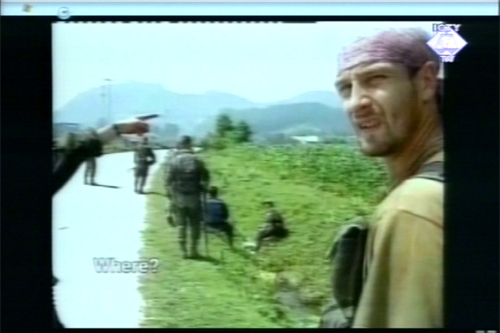 Nikola Popovic in the footage from Srebrenica