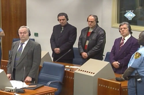 Dragoljub Prcac, Zoran Zigic, Miroslav Kvocka and Mladjo Radic in the courtroom