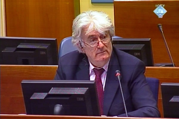 Radovan Karadzic at the beginning of his opening statement