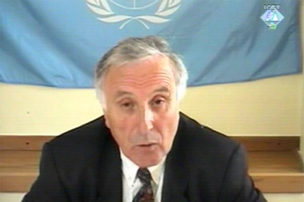 Velibor Ostojic testifying through video-link from Belgrade during the Krajisnik trial